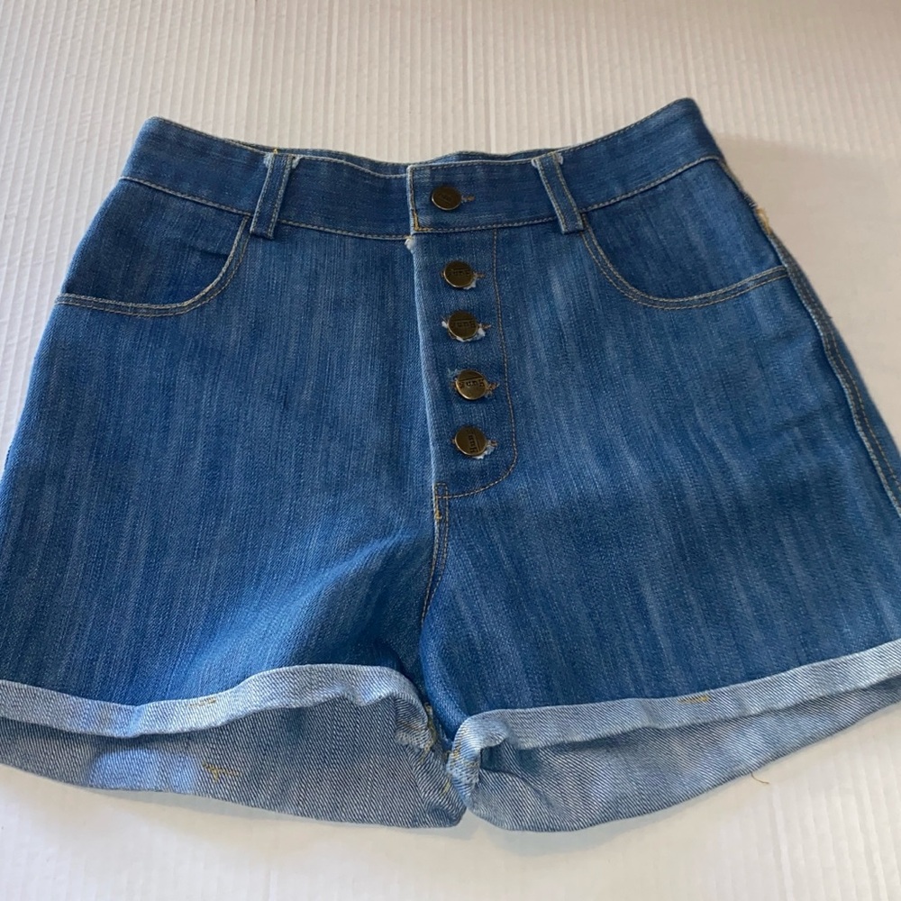 Classic Blue Denim Shorts with Button Accents